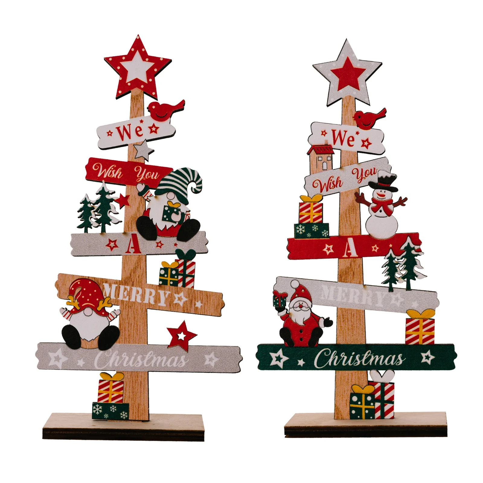 Desktop Christmas Tree DIY Decoration Wooden Christmas Sign Signage Wooden Sign Living Room Bedroom Office New Year's Gift