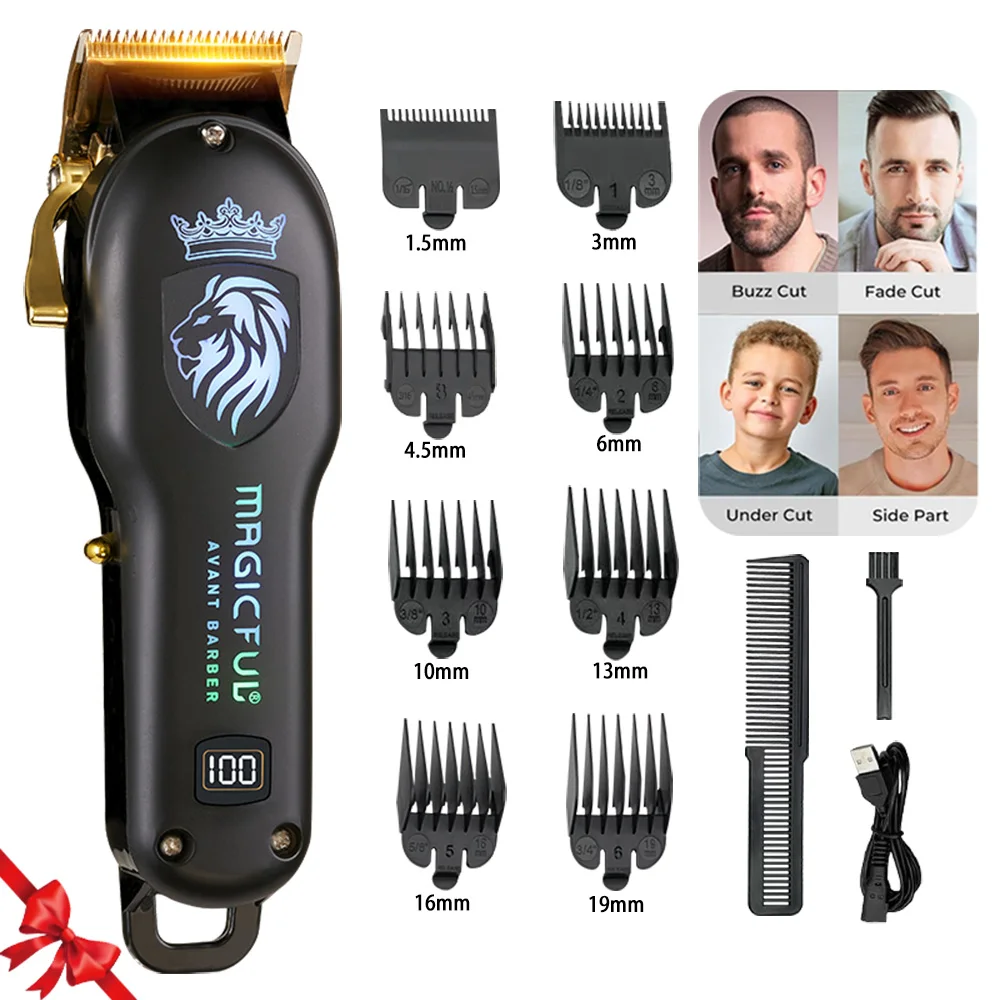 Professional Hair Clipper New Fashion Man Trimmer USB Charging Hair Cutting Machine RGB Colorful Light 2000  Lithium Battery