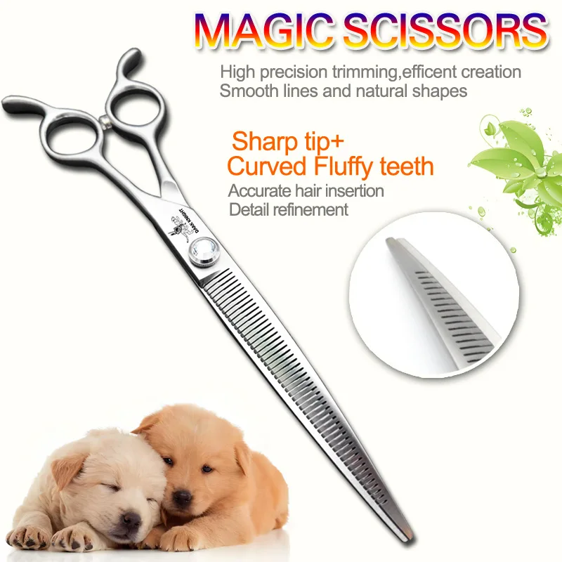 SHINEKNOT Pet Beauty Curved Teeth Magic Scissors Curved Teeth Clipper 440c Professional Pet Scissors Dog Hair Trimming