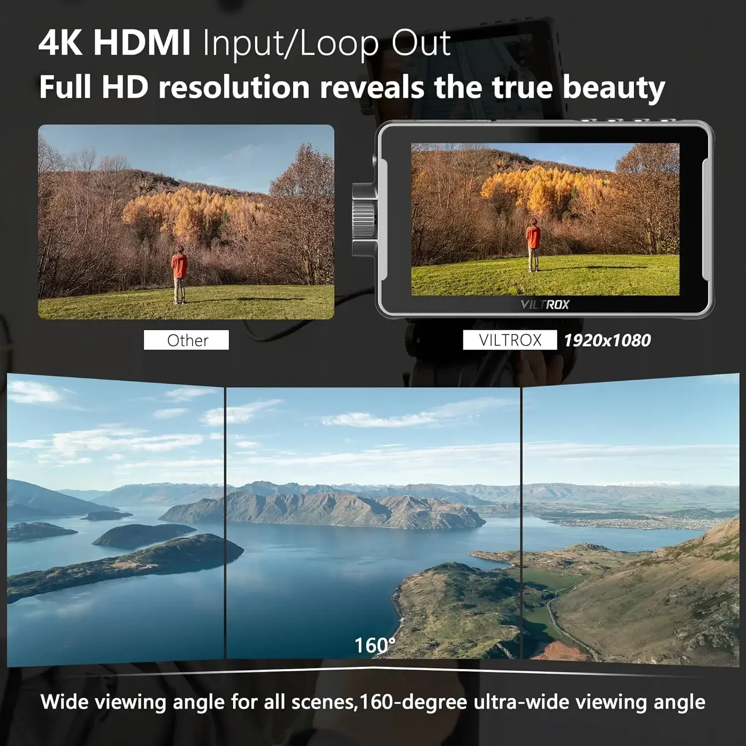 IN STOCK VILTROX DC-550 Pro Touchscreen 4K HD MI Camera Field Monitor 5.5 Inch Battery Sunshade Hood 3D LUT Peaking Focus Assis