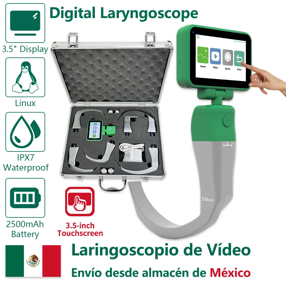 Touchscreen Video Laryngoscope for Intubation, Compatible 11 Reusable Laryngoscope Blades, Free to Choose Blade Number