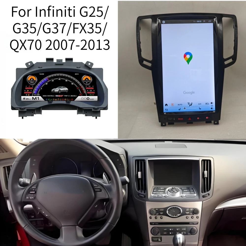 LCD Android Screen For Infiniti G25/G35/G37/FX35/QX70 Speedometer Car Digital Cluster Virtual Cockpit Dashboard Instrument Panel