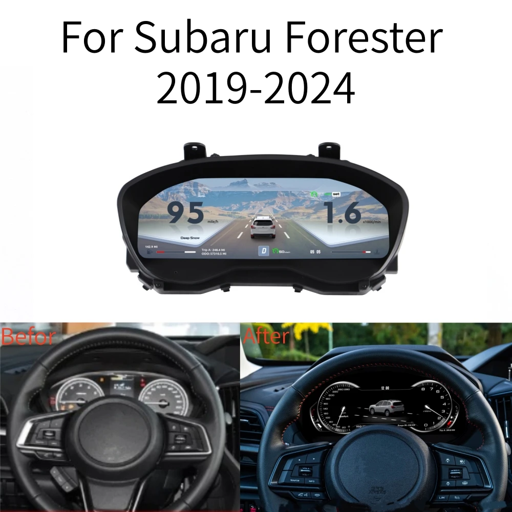 LCD Screen For Subaru Forester 2013-2024 Speedometer Car Digital Cluster Virtual Cockpit Dashboard Instrument Panel Carplay