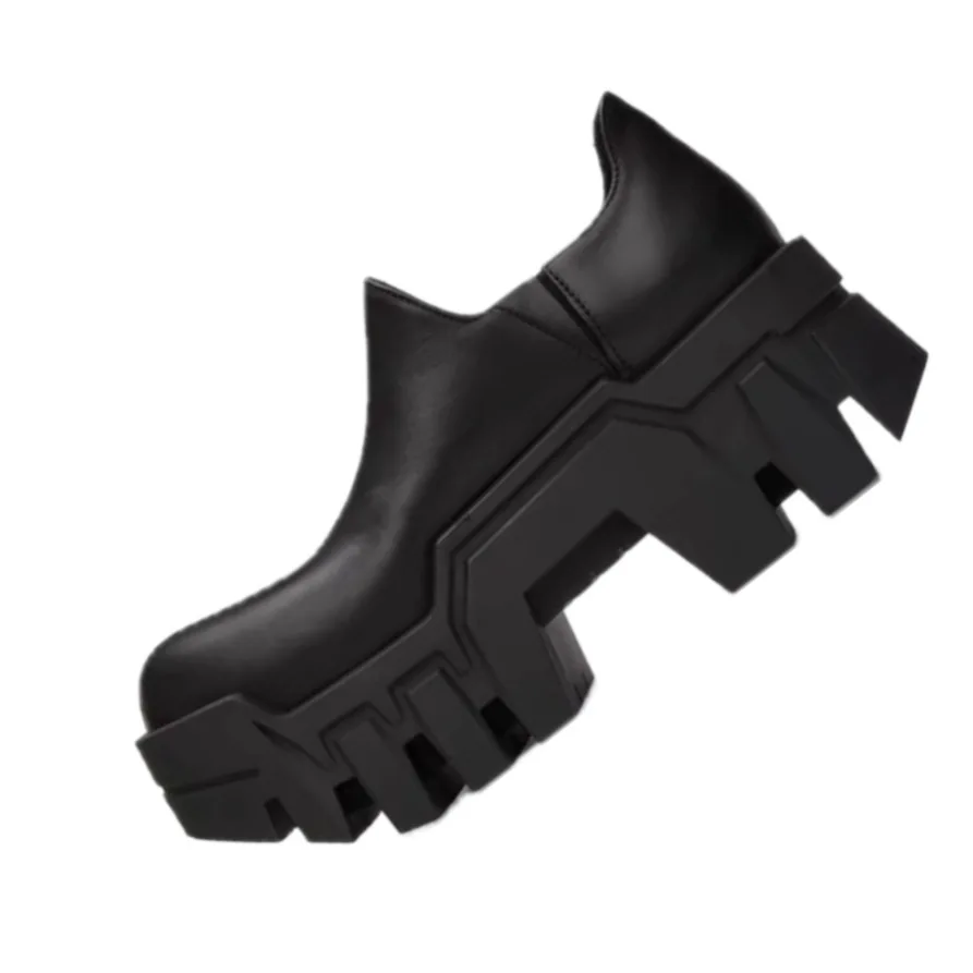 2025 Low-top Bulldozer Heightens 8cm Thick-soled Men's Gear Tank Big-headed Casual Sneakers Derby Shoes