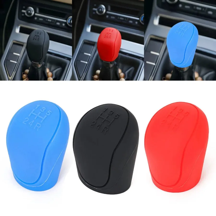 Silicone Car Gear Head Shift Knob Cover Non Slip Gear Shift Grip Handle Ball Interior Auto Gear Head Shift Collars Car Decor