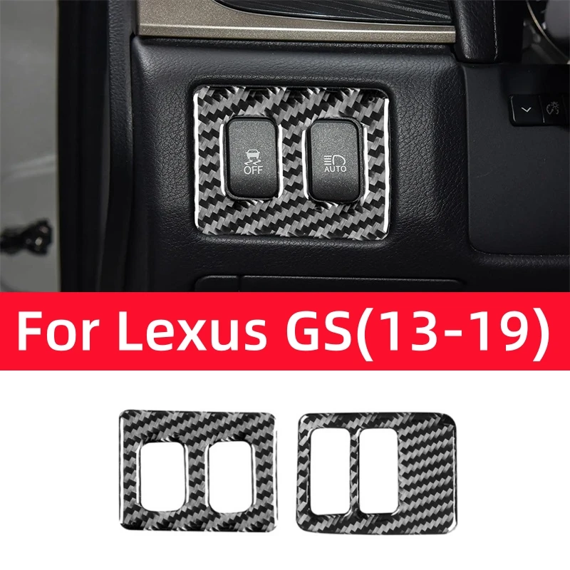 For Lexus GS 2013-2019 Car Interior Accessories Carbon Fiber Auto Anti Slip Switch Button Frame Trim Cover Decoration Stickers