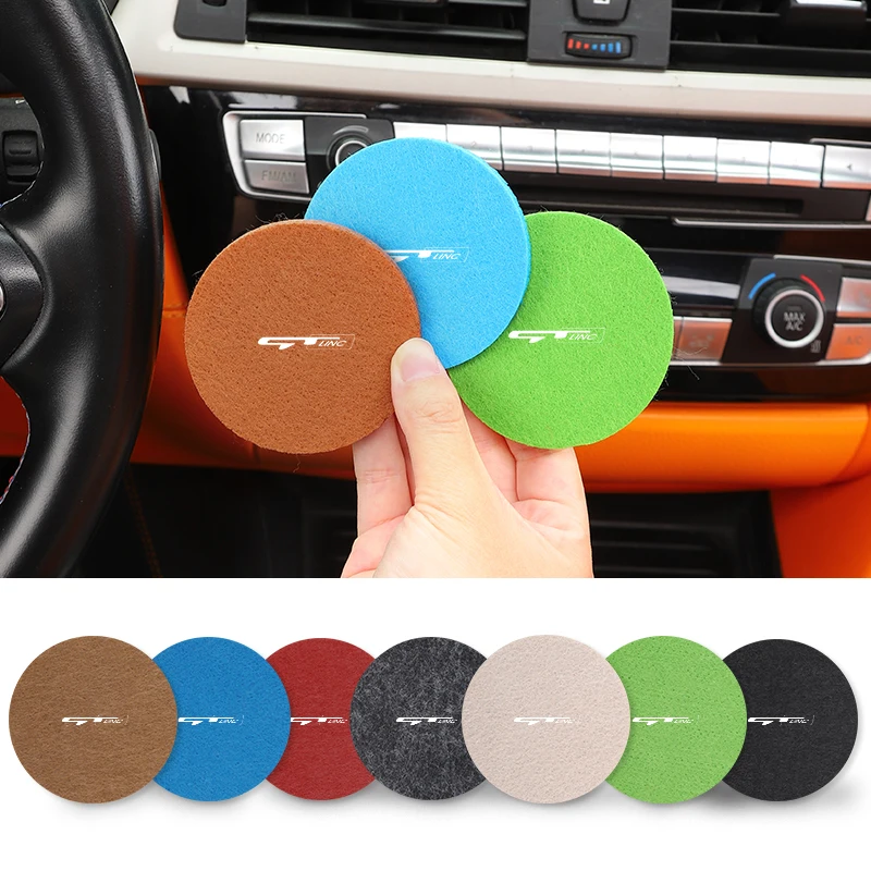 2pcs Suede Car Coaster Water Cup Drink Holder Anti-Slip Pad For KIA GT Line Forte Seltos K5 Sportage Ceed Soul Cerato Sedona For