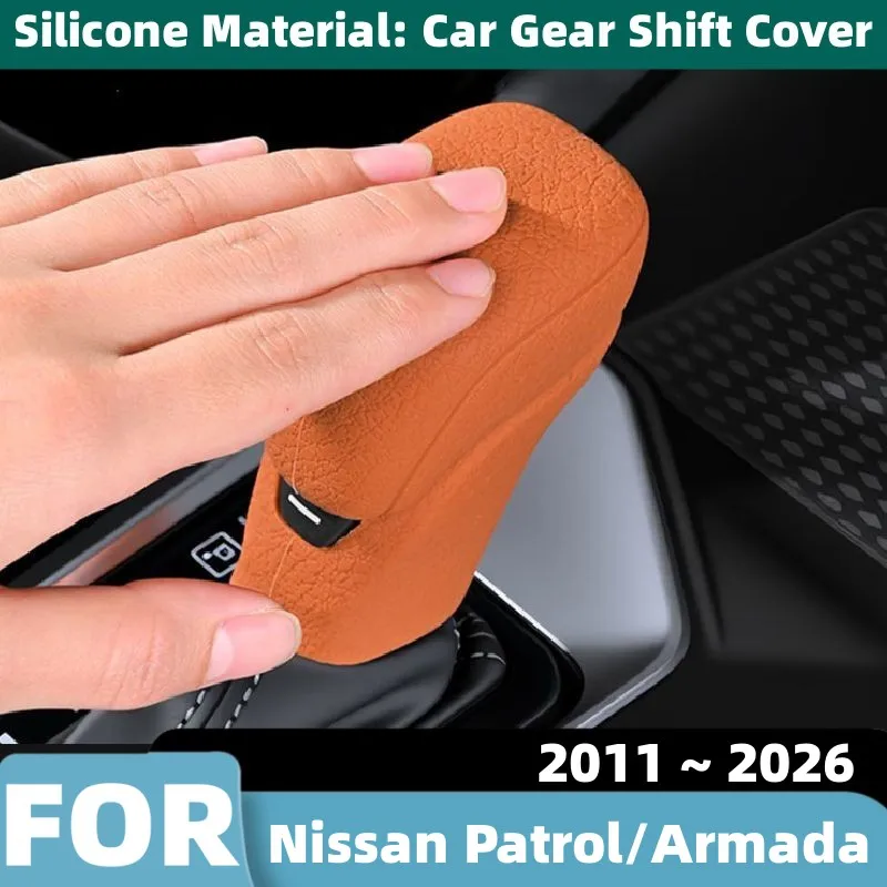 For Nissan Patrol Armada 2011~2026 Car Gear Head Shift Knob Cover Gear Shift Collars Non-Slip Wear-resistant Silicone Trim Cover