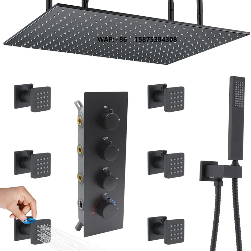 New Modern Thermostatic Concealed Shower System Three Functions Shower Mixer Set Wall Mounted