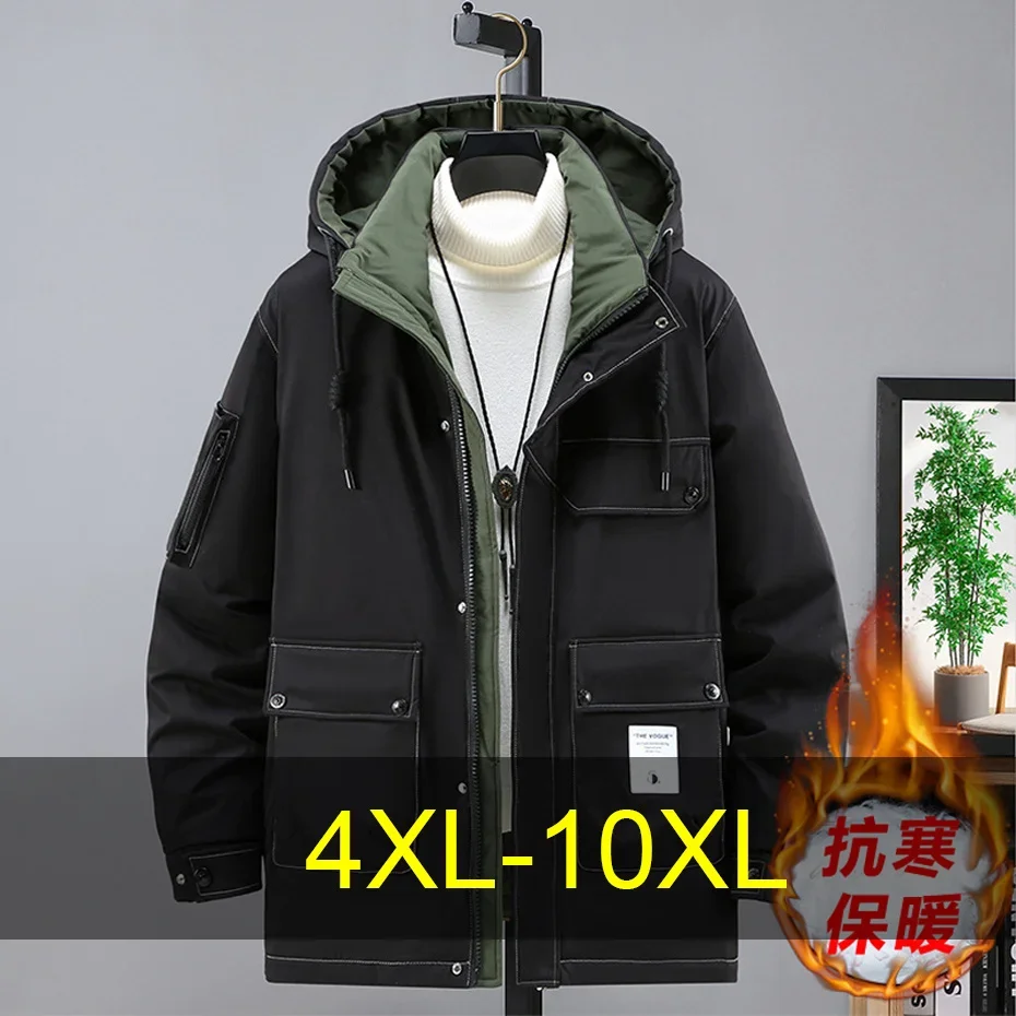 Winter Parkas Men Thick Jacket Coat 10XL Plus Size Cargo Parkas Male Fashion Casual Thick Parkas Male Big Size 10XL