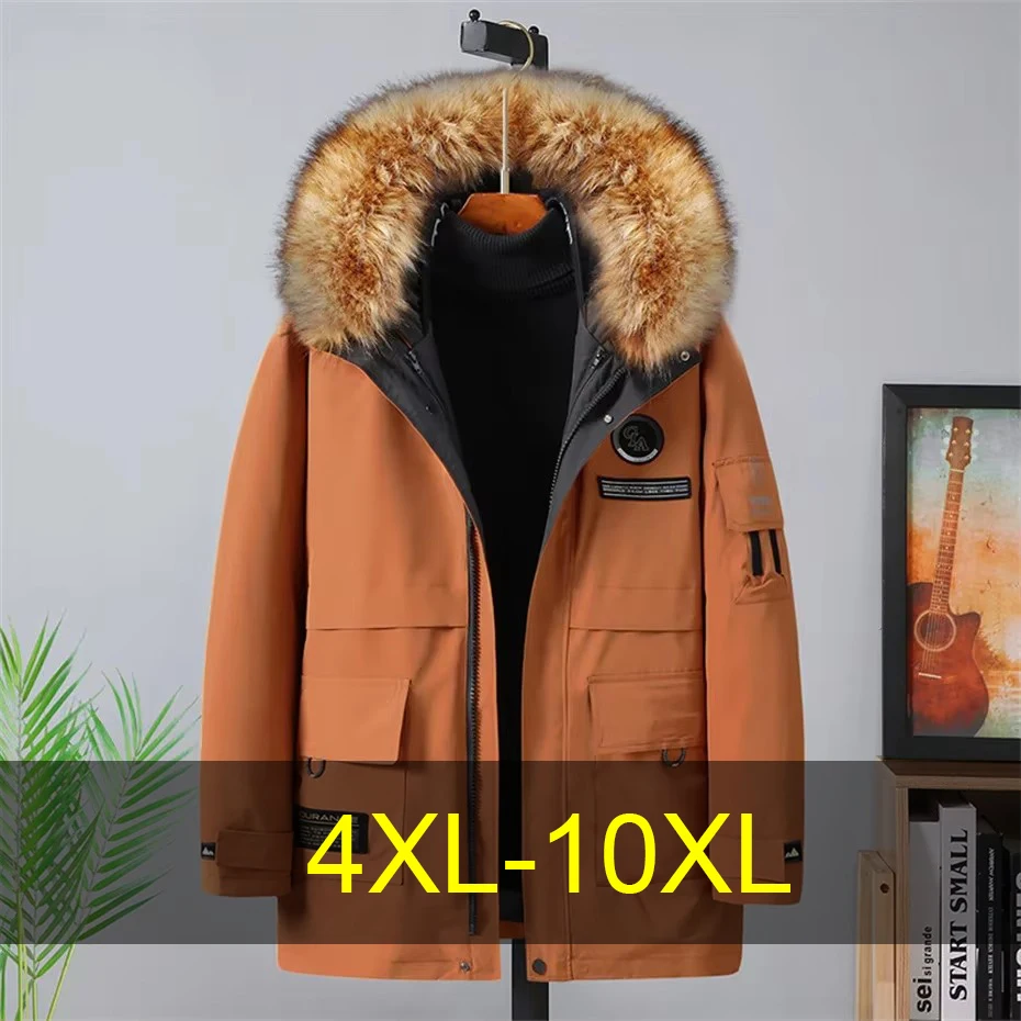 10XL Plus Size Parkas Men Winter Thick Jacket Coat Cargo Parkas Male Fashion Casual Removable Inner Liner Parkas Male Big Size