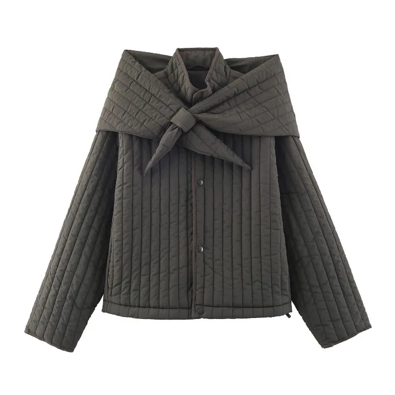 Luxury Autumn Winter Women Clothes New Cotton Padded Coat Detachable Scarf Padded Jacket Quilted Parkas Lightweight Trend Casual