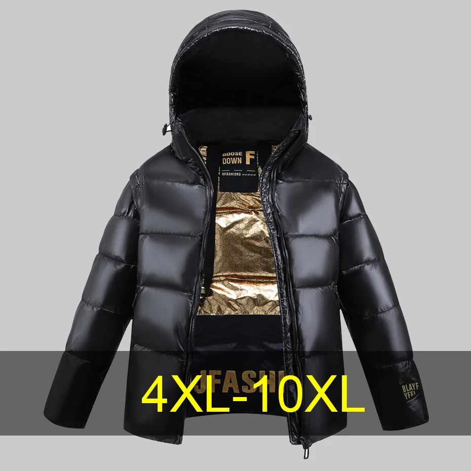 10XL Plus Size Parkas Men Winter Thick Jacket Coat Detachable Sleeves Parkas Male Fashion Casual Black Parkas Male Big Size 10XL