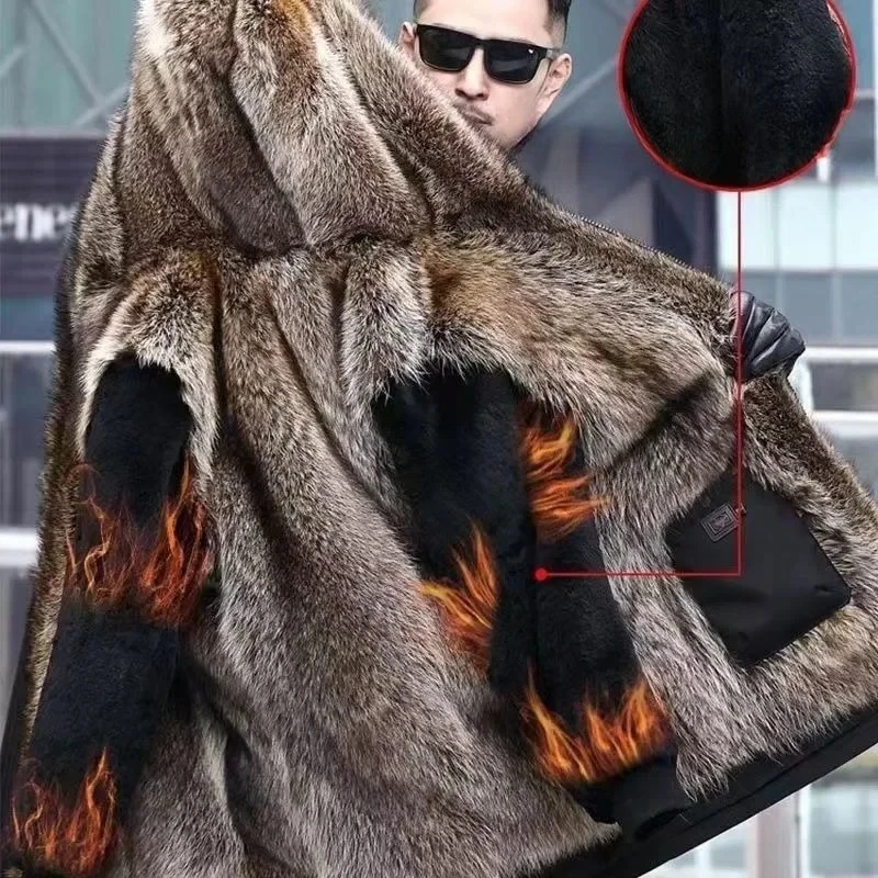 Parkas Short Jacket Coat Detachable Inner Liner Imitation Fur OverCoat Winter Fur Combination Overcoming Men Men's Windbreaker