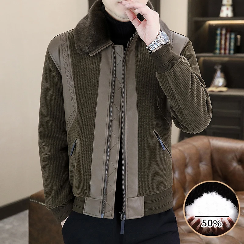 High-Quality Men's Short Puffer Coat 2026 Winter Detachable Fur Collar Warm Duck Down Jacket Casual Windproof Thicken Top Parkas