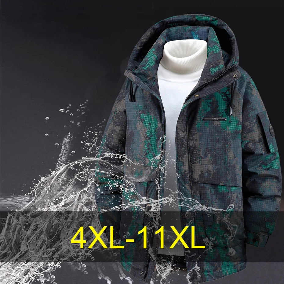 Winter Waterproof Windbreaker Jacket Men 11XL Plus Size Camouflage Parkas Waterproof Cargo Jacket Coat Male Fashion Jackets