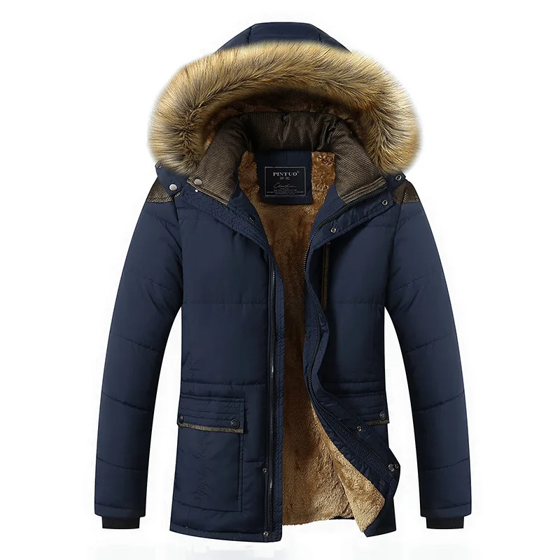 M-5XL Fur Collar Hooded Men Winter Jacket 2026 New Fashion Warm Wool Liner Man Jacket and Coat Windproof Male Parkas casaco