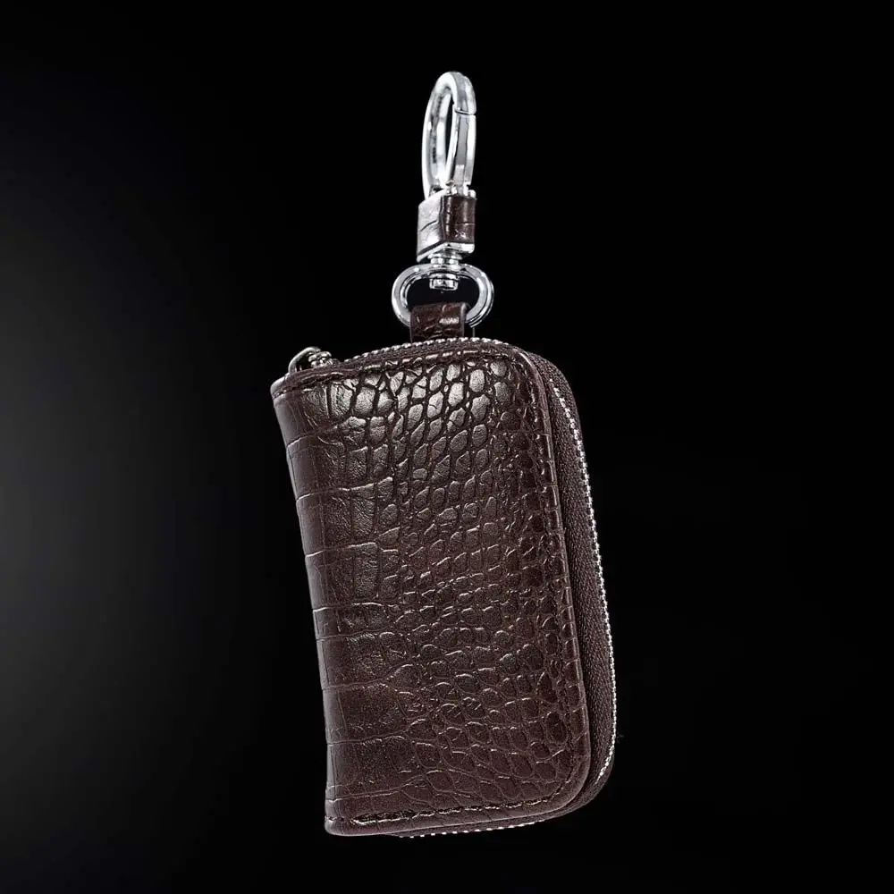 Portable Square Men Keychain PU Leather With Keyring Car Key Case Car Key Wallets Zipper Key Case Bag Key Bag Case