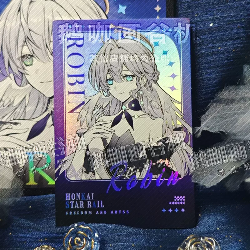 Honkai: Star Rail Robin Cosplay Anime Reflective Badge Coloured Paper Acrylic Ticket Stub Laser  Instant Camera Game Gifts