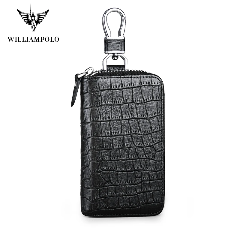 WILLIAMPOLO Key Holder For Keys Box Genuine Leather Cowhide 6 Keys Holder Luxury Design Home Key Case PL186123