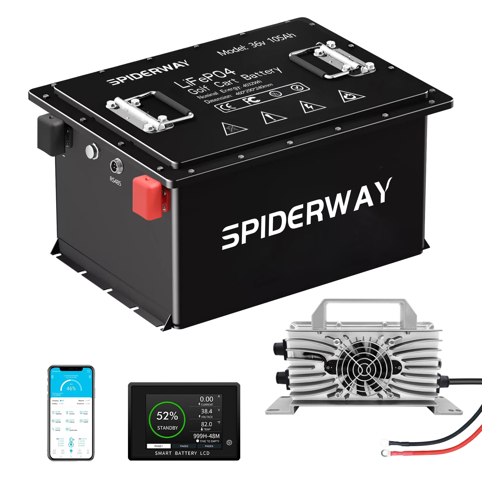 36V 105Ah Battery LiFePO4 Lithium Golf Cart 200A BMS 6000+Cycles +Monit+Charger for EZGO Club Car Yamaha