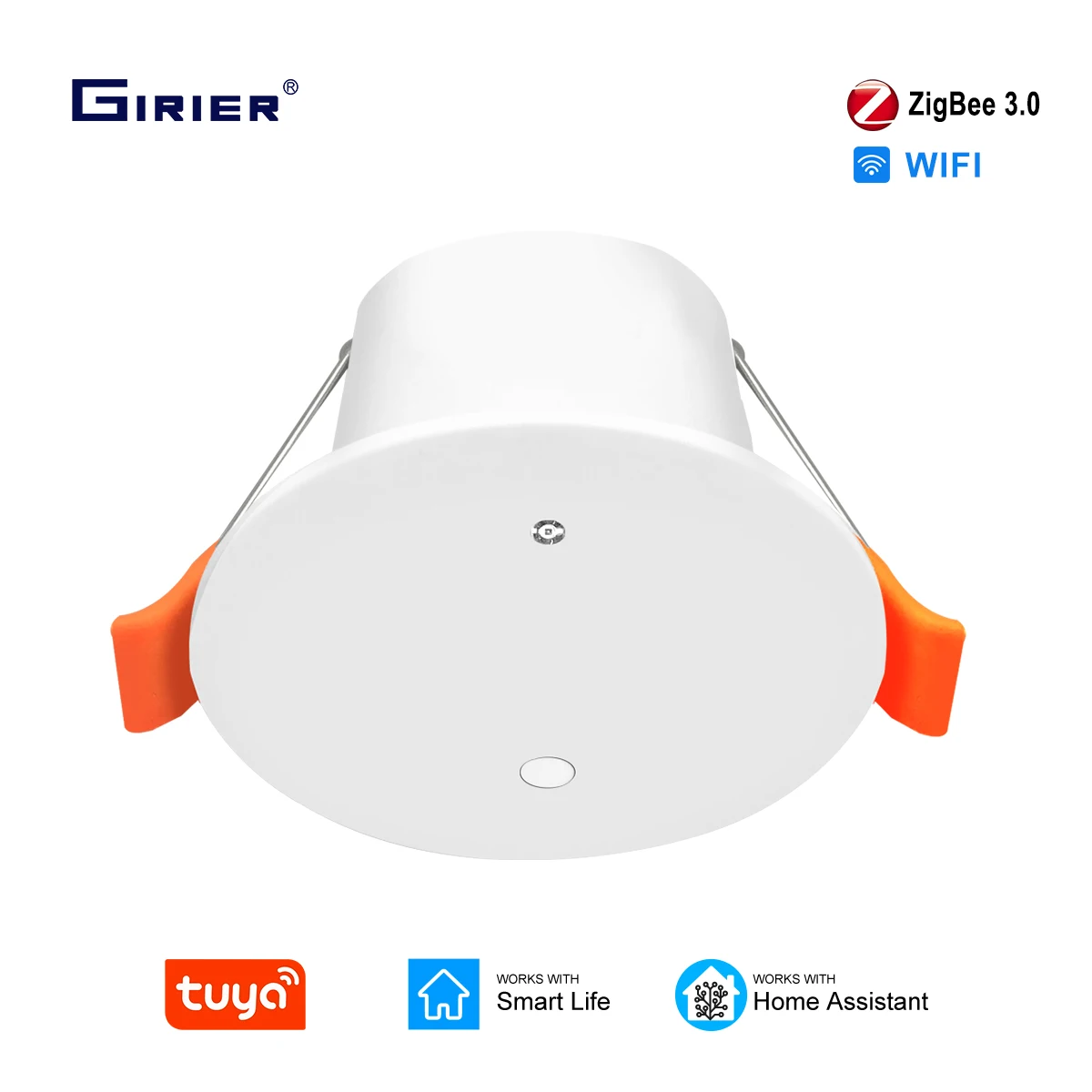 GIRIER Tuya Smart Human Presence Sensor ZigBee Motion Detector Ceiling Mounted with Light Sensor AC90-240 Input Works with Alexa