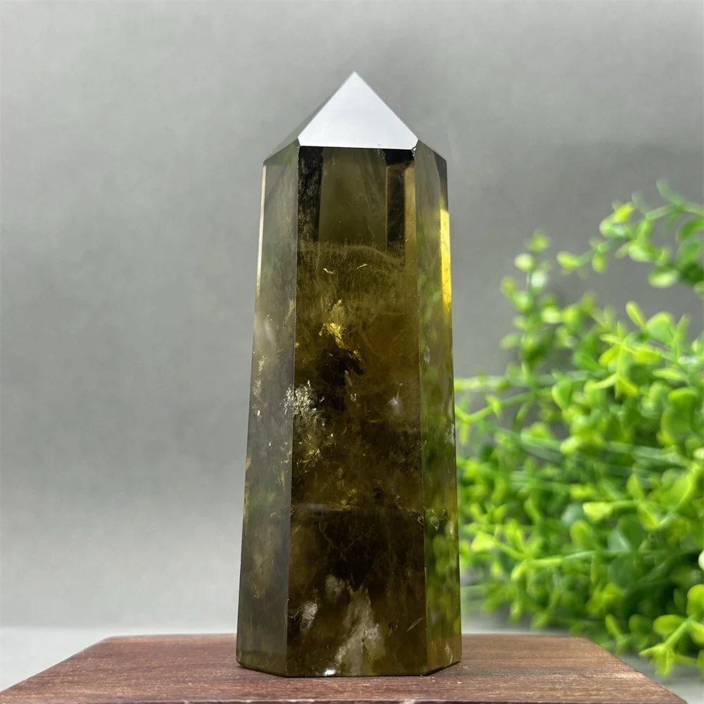 Natural Tea Yellow Transparent Crystal Rod Quartz Column Healing Aura Meditation Spiritual Witchcraft Prayer Home Decoration