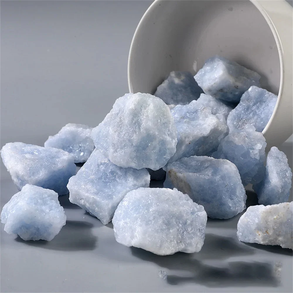 Natural Crystal Stones Angelite Quartz Rough Raw Gemstones Healing Reiki Gems Home Decoration