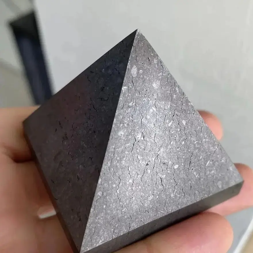 Natural Shungite Pyramid Tower Healing Crystals Reiki Protection Energy Balancing Meditation Root Chakra Purification Stone