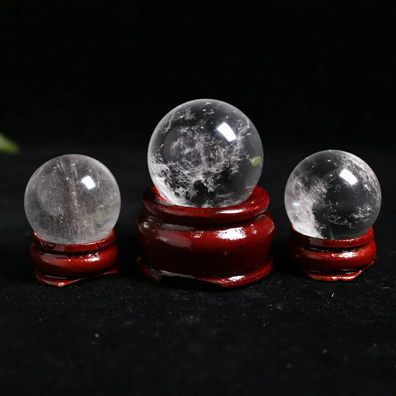 30/40/45/50mm AAA Natural Rock Clear Quartz Sphere Crystal Ball Gemstone Reiki Healing W/ Stand