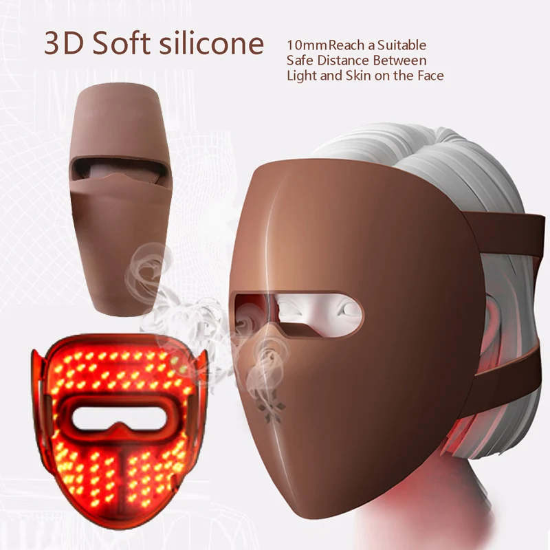 Soft Silicone 3C Led Face Neck Mask Light Therapy Ergonomic Design for True Anti-Aging Skincare at Home and Travel