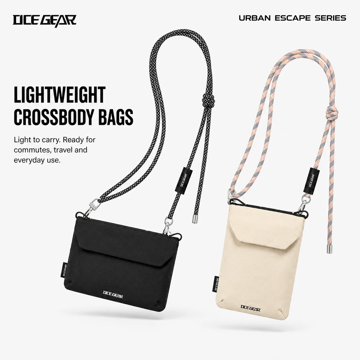 OCEGEAR RFID Crossbody Phone Bag with Adjustable Rope Strap Lightweight Nylon Passport Pouch for Travel Outdoor Men Women