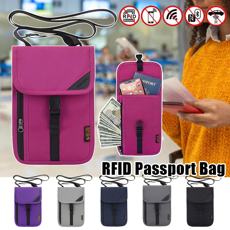 Waterproof Travel Passport Holder Bags Anti-theft Document Storage Bags Portable RFID ID Credit Card Organizer Neck Pouch