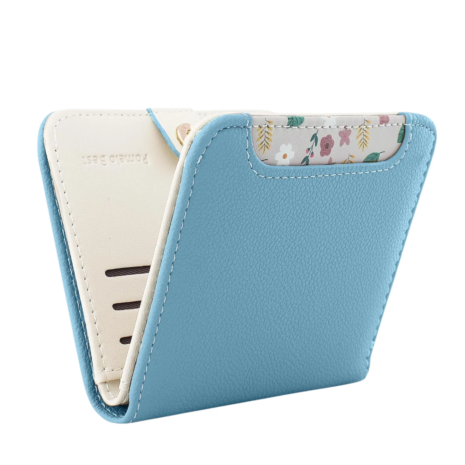 Pomelo Best RFID Blocking Floral Print Women Mini Bifold PU Leather Wallet Fashion Durable Credit Card Holder Zipper Coin Pocket