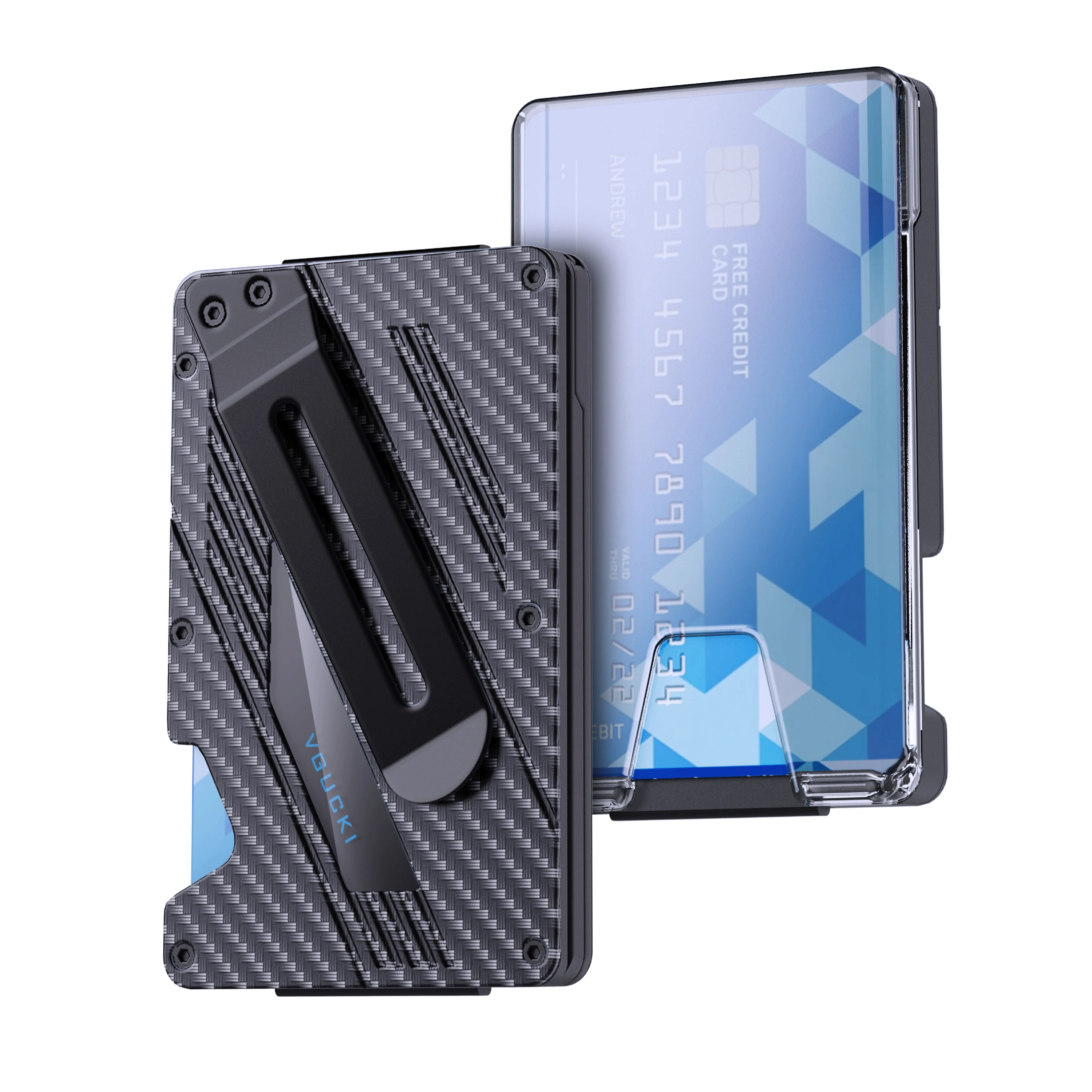 Wallet for Men- Slim Aluminum Metal Money Clip Wallet with Clear ID Card Holder, RFID Blocking,Ultra-Thin Tactical Wallet