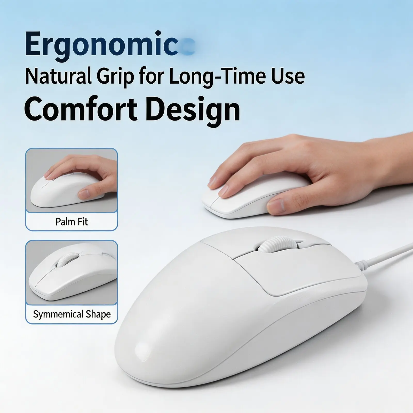 USB Type C Wired Silent Mouse 1200DPI Ergonomic Optical Ergonomic Computer Mice Plug & Play For MacBook iPad Tablet Phone Laptop