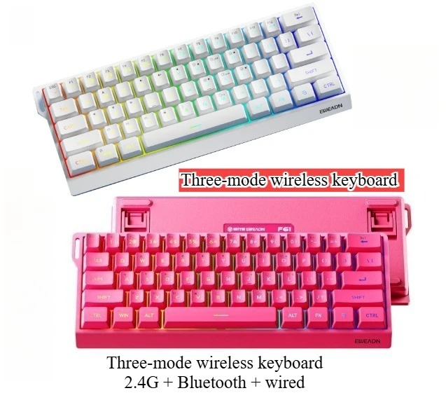 61 keys wireless Mini keyboard bluetooth+2.4Gwired teclado gamer rgb keyboards portable Low noise 60% ipad computer keypad white
