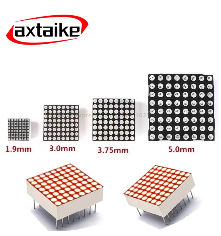 8X8 8*8 dot matrix LED nix 1.9/3.0/3.75/5.0mm red highlight 788/1088*1588/2088AS/BS Common Cathod Common Anode