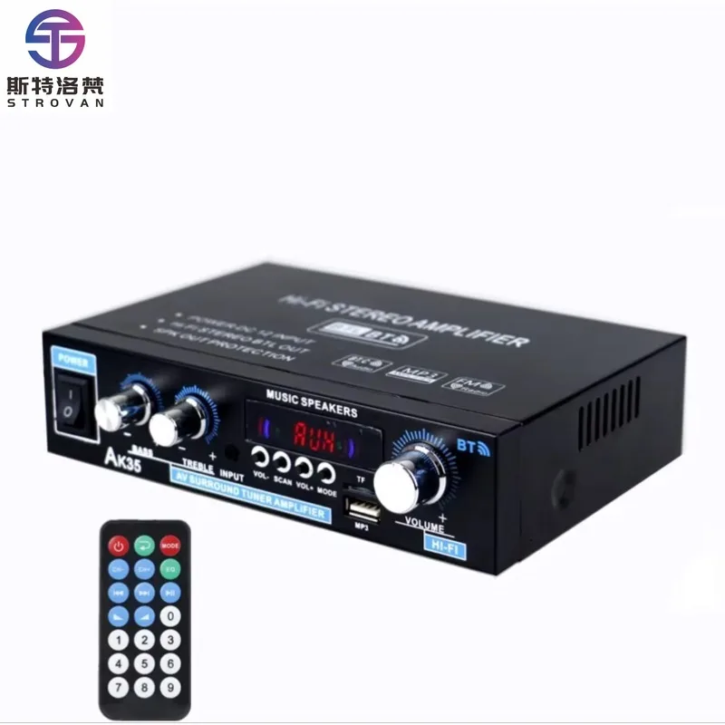 AK35 800W Home Power Amplifiers 2 Channel BT 5.0 Surround Sound FM USB Remote Control Mini HIFI Digital Amplifier Stereo