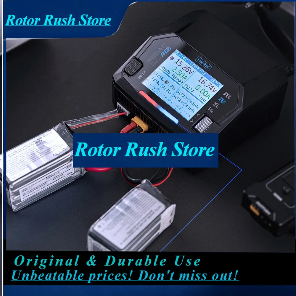 RoRuSToolkitRC M6DAC PRO V2 Dual Channel Smart Lipo Battery Charger Discharger AC 200W DC 800W 16A For 1-6S LiHV LiPo PD65W FPV