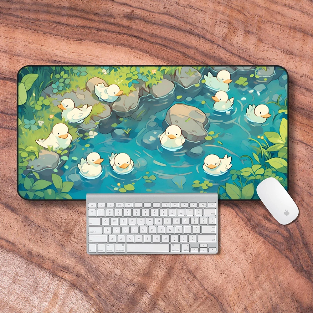 Kawaii Cute Duck Gaming Mouse Pad Japanese Anime Duckling Deskmat Mousepad Desk Mat Aesthetic, Desk Mat Cozy Gamer Girl Gifts