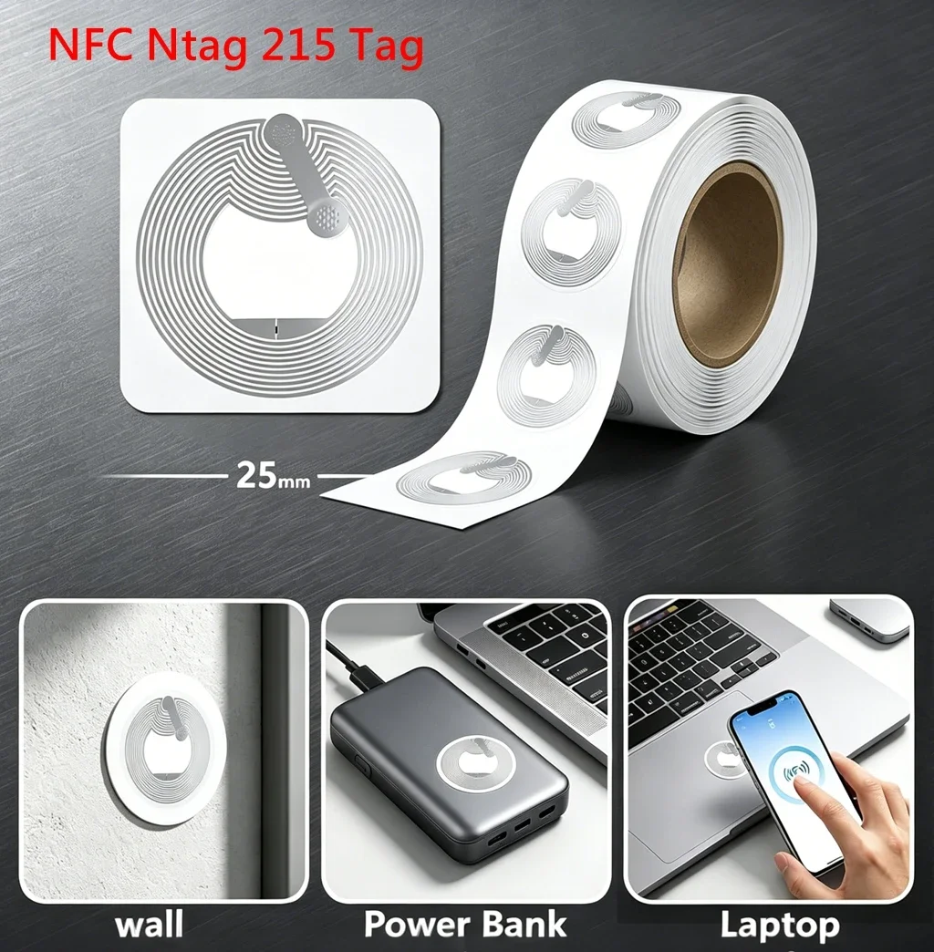 10/50PCS Ntag 215 NFC Phone Available RFID Tag Stickers Adhesive Label NFC Ntag215 Self-adhesive Tag 13.56MHz ISO14443A Sticker