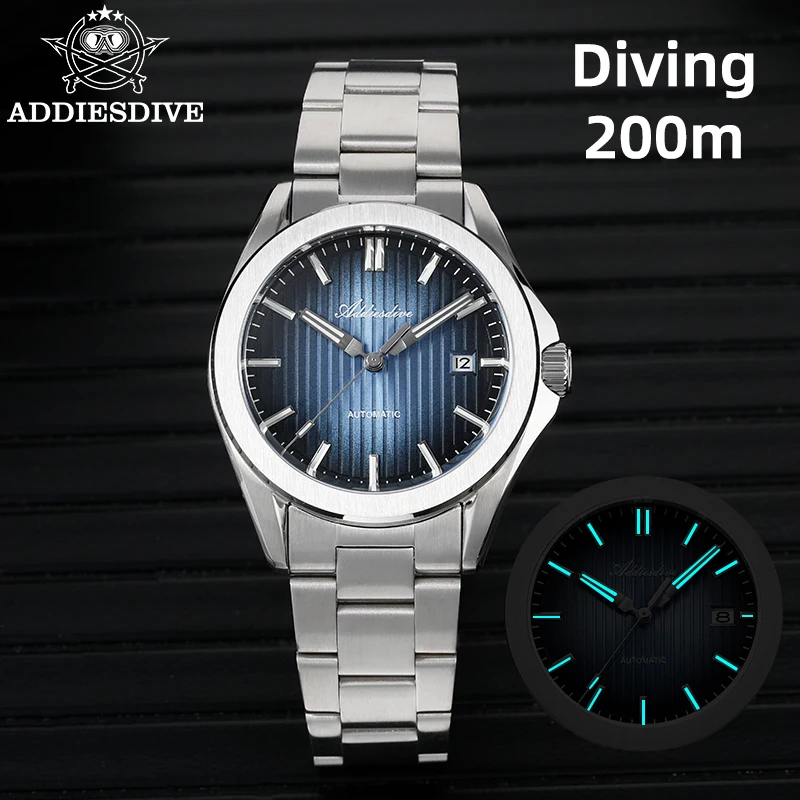 ADDIESDIVE Japan 8215 BGW9 Luminous Calendar Automatic Mechanical Watch Waterproof Sapphire Glass Watches Men's Diver Wristwatch