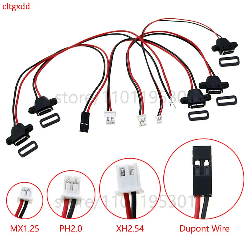 Cltgxdd Waterproof USB Type C Connector Charging Interface Female Socket With Welding Wire  MX1.25 PH2.0 XH2.54 Port