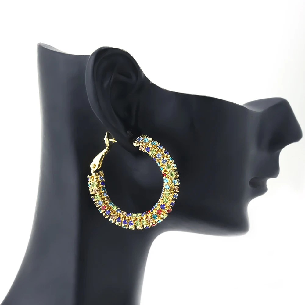 Cute Female Rainbow Zircon Earrings Huggie Cartilage Hoop Earrings for Women Piercing Earring Fashion Stainless Steel Jewelry