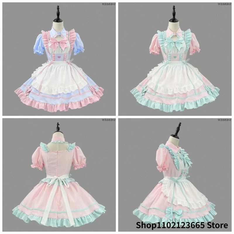 Anime Big Size Sweet Cute Lolita Maid Costume Lolita Cosplay Costume Pink Blue Chica Uniform Party Cafe Costume Rainbow 2026