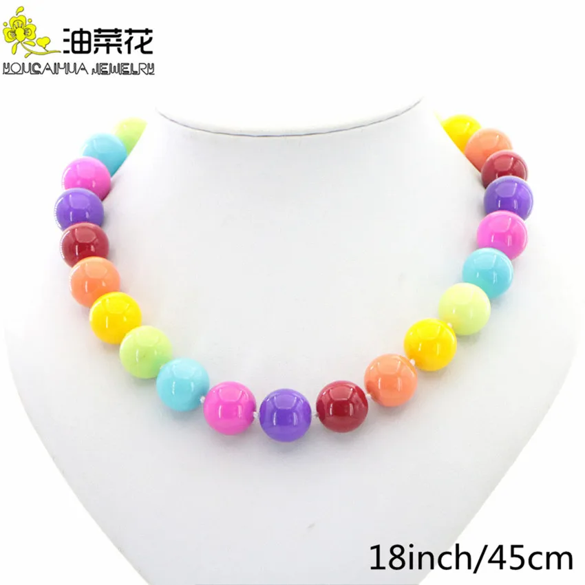 Fashion Sweet Rainbow Candy Color Glass Shell Pearl Necklace 7 Sizes Romantic Woman Girl Clavicle Chain Christmas Gift Wholesale
