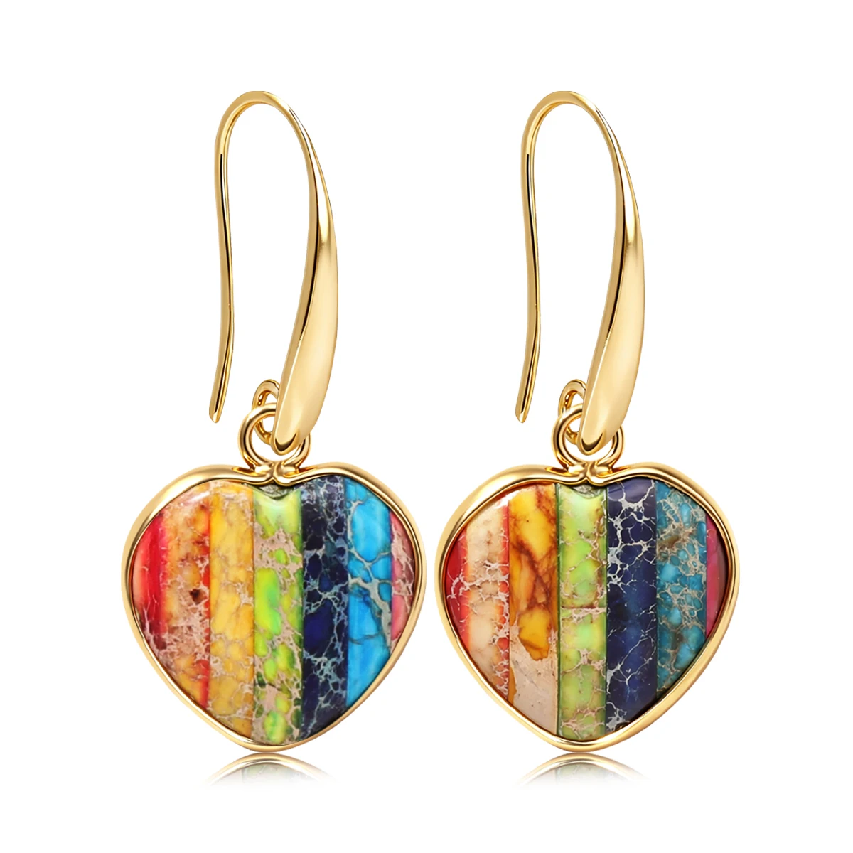 Women's Heart Pendant Earrings Rainbow Imperial Turquoise Fashionable Cute Earrings for Women Dating Commuting Vacation Wear