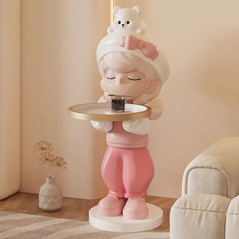*Re Little Girl Large Floor Ornament Living Room Sofa Tray TV Cabinet Home Decor Bluetooth Speaker Housewarming Gift~