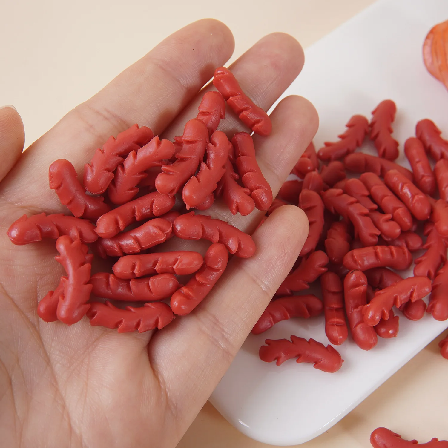 5pcs Mini Sausage Hot Dog Cut Sausage 2cm Diy Handmade DIY Model Miniature Simulation Food Play Doll Accessories Fake Food